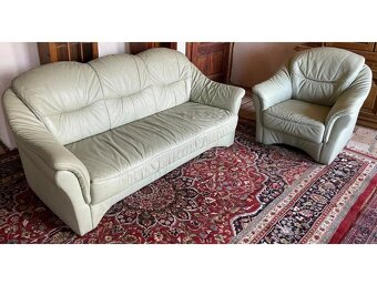 Luxusní kožená sedací souprava 3+1+taburet, 1900 - 5