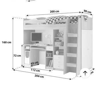 Studentská postel se stolem a skříní - 5