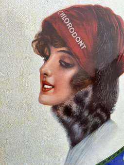 Smaltovaná cedule Chlorodont woman originál kolem roku 1925 - 5
