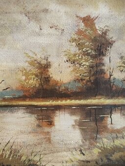 obraz NAD RYBNÍKEM, olej, sign. Trinkmoc - 5