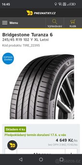 245/45 R19 XL Nové Bridgestone letní DOT 25 - 5