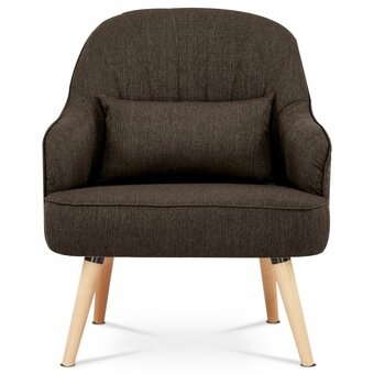 Křeslo ASB-018 BR v hnědé látce s polštářem - 5