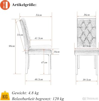 Nový set jídelních židlí, eko kůže černá lesk - 5