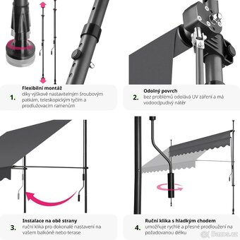 Balkónová upínací markýza béžová 3x1,8m - 5