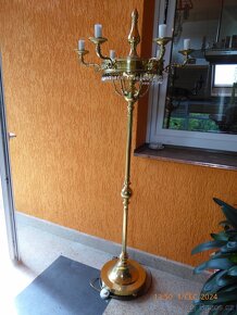 MASIVNÍ MOSAZNÁ STOJACÍ LAMPA + 3KS NÁSTĚNNÝCH - 5