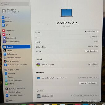 ZÁNOVNÍ APPLE MACBOOK AIR 13” M2/8GB RAM/256GB,BATERIE 100% - 5