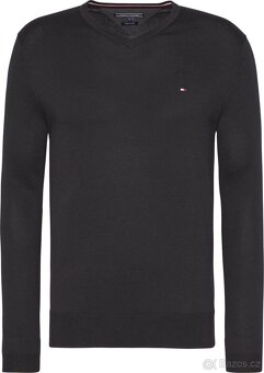 TOMMY HILFIGER PÁNSKÝ NAVY SLIM V NECK SVETR L 🤩💪🏽 - 5