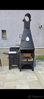 Zahradní krb pod pergolu s udírnou - 5