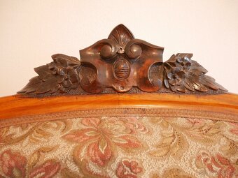 Starožitná sedací souprava s řezbou- sofa+2 křesla,1890-1920 - 5