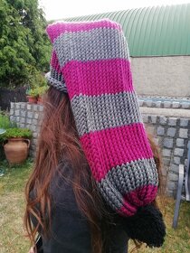 Nová pletená mega dlouhá čepice - 5
