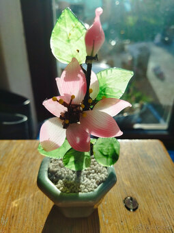 Starožitná skleněná květina - malá dekorace - 5