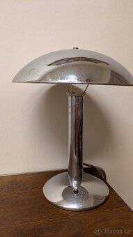 Funkcionalismus - starožitný chromovaný stolek a lampa - 5