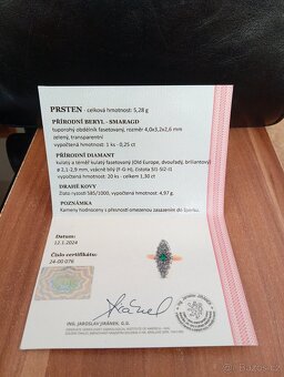 LUXUSNÍ ZLATÝ PRSTEN SE SMARAGDEM A BRILIANTY - 5