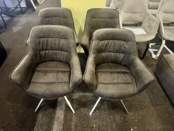 Nové 4x jídelní židle - křesílka tmavě šedé - 5