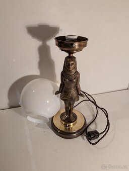 mosazná stará lampa figurální lampička stínidlo bílá koule - 5
