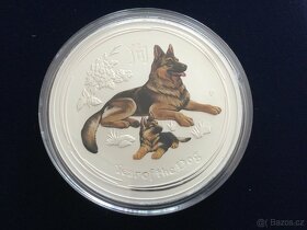 1 kg stříbrná barevná mince pes 2018 - originál - 5