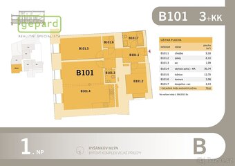 Byt 3+kk, 75,6m2, v projektu Ryšánkův mlýn, V. Přílepy - 5