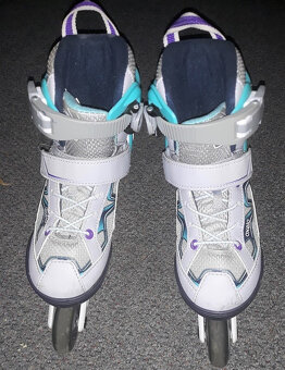 Prodám kolečkové nastavitelné brusle Oxelo vel. 30-32 - 5