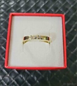Prstýnek 14k se třemi brilianty - 5