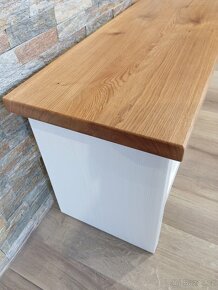 Lavička/botník deska dub, nohy borovice. - 5