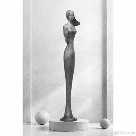 Dívka s jablkem, cínová socha, limitovaná edice, umění, kov - 5
