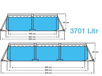 Nadzemní bazén kovovým rámem CS 300 x 65 x 207 cm nový - 5