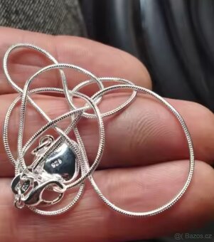 Nový dámský stříbrný náhrdelník řetízek na krk srdce - 5