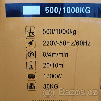 Lanový zvedák, naviják, kladkostroj 1000/500kg - 5