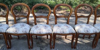 Starožitný mas. jídelní stůl + 6x starožitné židle - 5