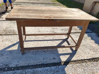 Starožitný velký  hospodský stůl se 2 šuplíky - 5