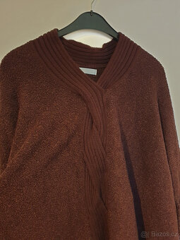 Bordó vínové pončo svetr přehoz M-XL 38-42 - 5