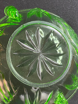 Starožitná Art Deco mísa 23 cm, uranové sklo - 5