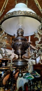 Starožitný bronzový petrolejový lustr - 5