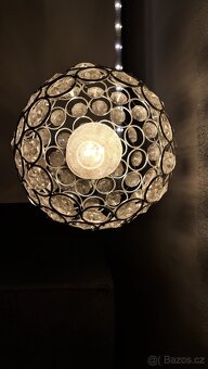 Designový lustr / stříbrná koule / průměr 38cm + lampička 2x - 5