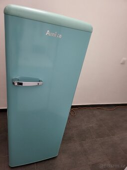 stylová lednice, retro design, mentolová barva 144cm - 5