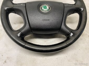 ŠKODA OCTAVIA 2 04-13- KOŽENÝ MULTIFUNKČNÍ VOLANT S AIRBAGEM - 5