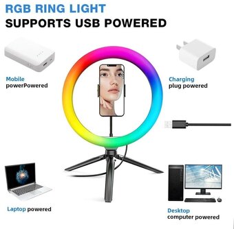 RGB Prstencová lampa, kruhové světlo ring led light set 26cm - 5