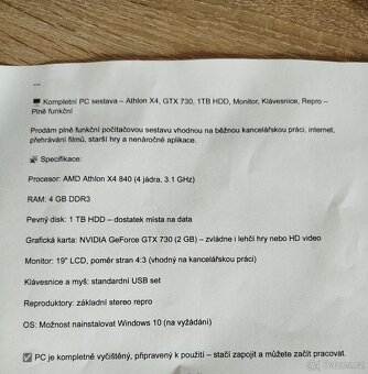 Kompletní PC sestava - Athlon X4, monitor, klávesnice, repro - 5
