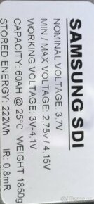 Li-ion SAMSUNG SDI 60Ah 3,7v - 5