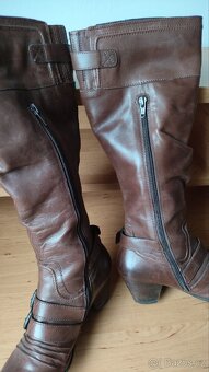Kožené kozačky Janet D., tmavě hnědé - 5