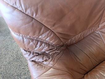 Rustikální kožená sedačka, dvousedačka, masív - 5