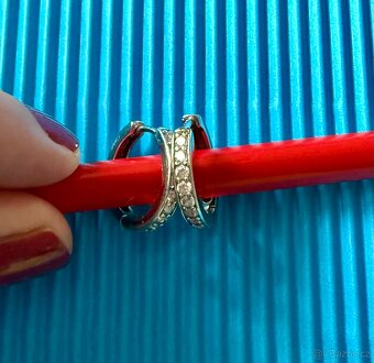 Stříbrné (Ag) rhodiované náušnice kroužky, zikonky, sleva. - 5