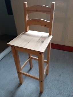 Židle barová dřevěná z masivního borovicového dřeva nová - 5