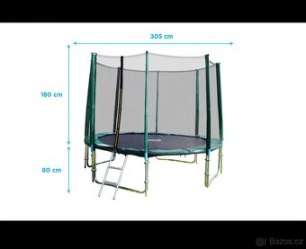 Modrá trampolína 305cm +schůdky +plachta - 5