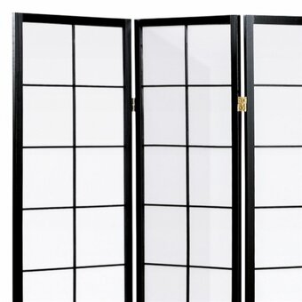 4 dílný dřevěný paravan bílý, černý - 5