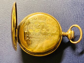 Omega zlaté 18-karátové dvouplášťové kapesní hodinky - 5