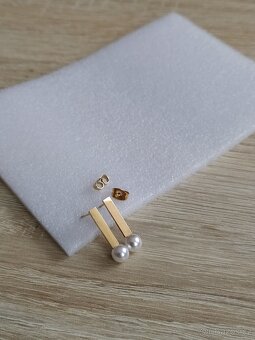 Náušnice perlička ocel pozlacená - 5