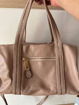 Kožená kabelka pudrová růžová - 5