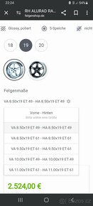RH RAU Vesuv 8,5J R19 et49 5x112 tridilna - 5