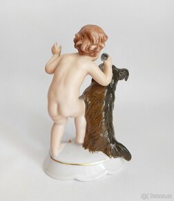 Starožitná porcelánová figura - putto a pes - Rosenthal - 5